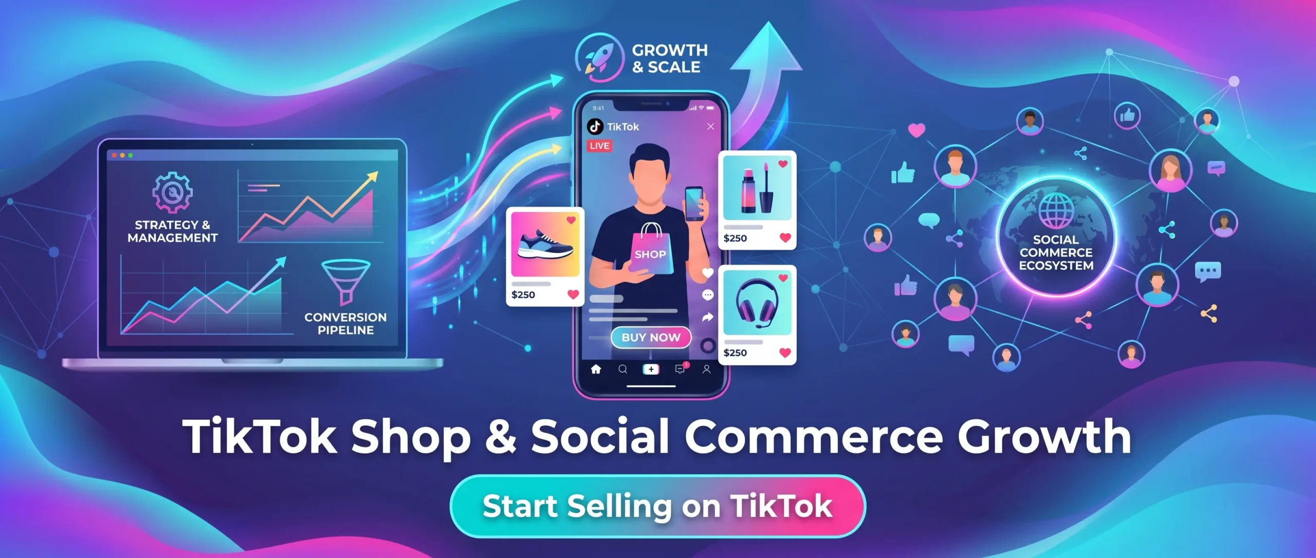 TikTok Shop growth service banner by GrowPluse